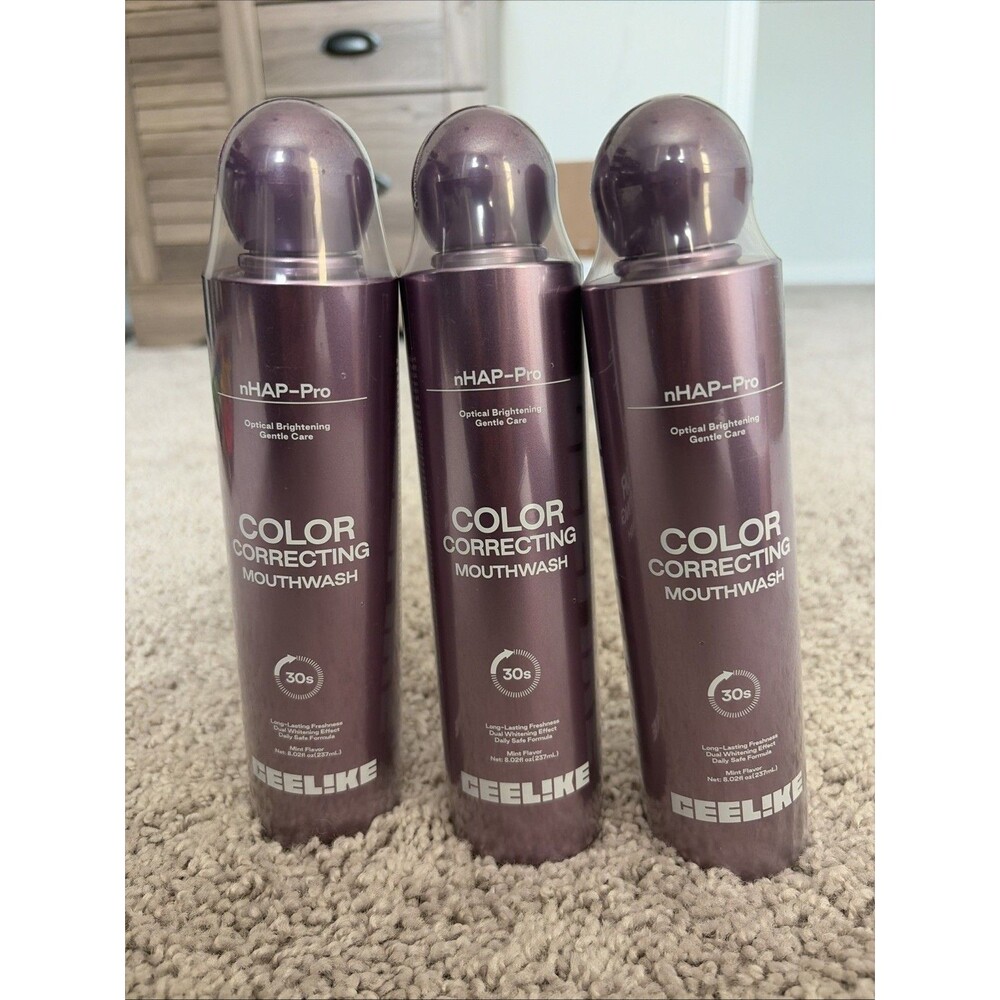 NEW (3-Pack) GEELIKE nHAP-Pro Color Correcting Mouthwash Purple Whitening 237ml
